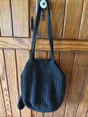 Vintage crocheted black handbag